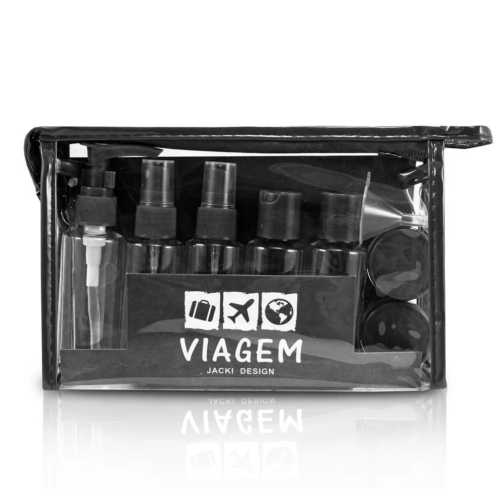 Kit de Frascos para Viagem de 10 Peças Preto