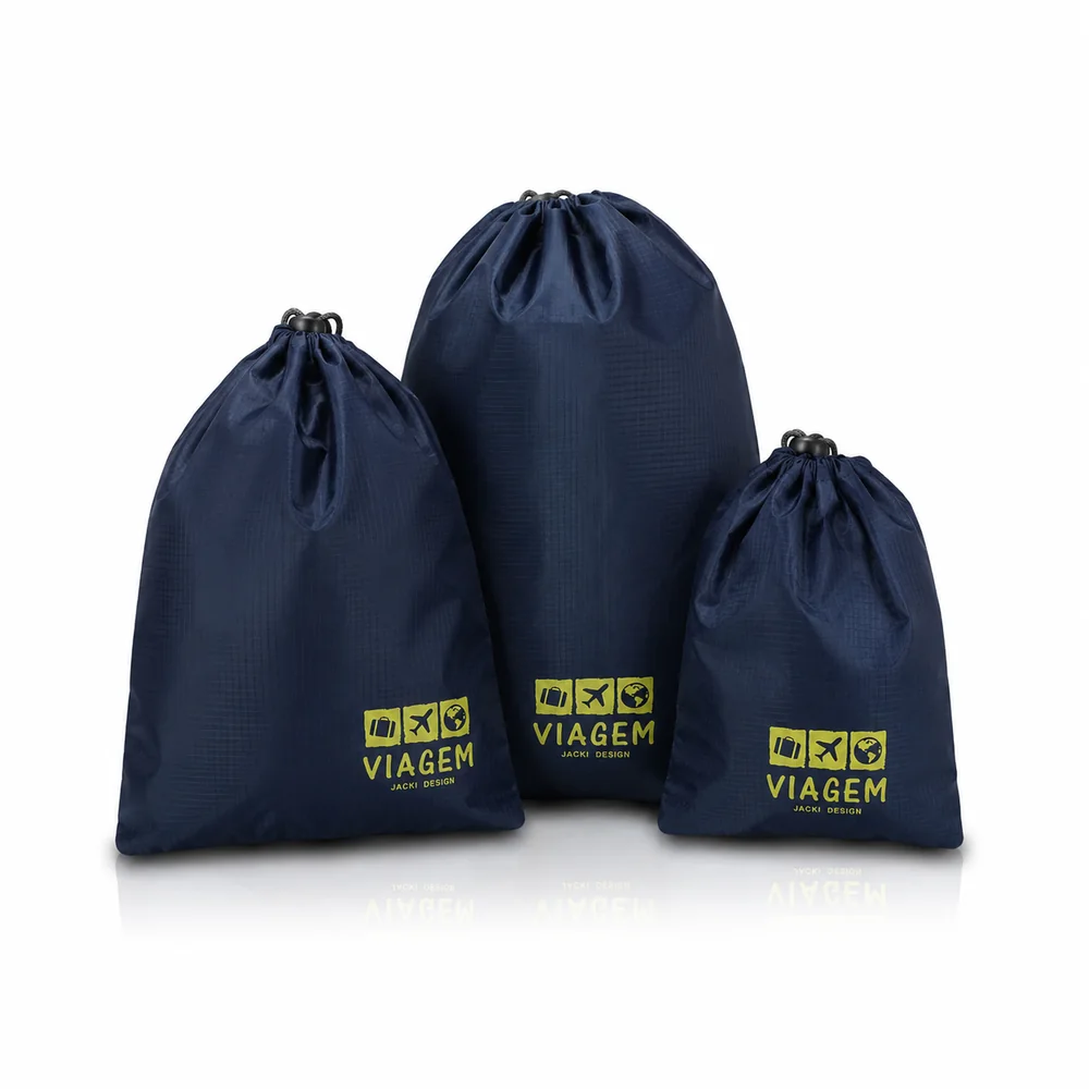Kit Organizador De Malas De 3 Peças Azul