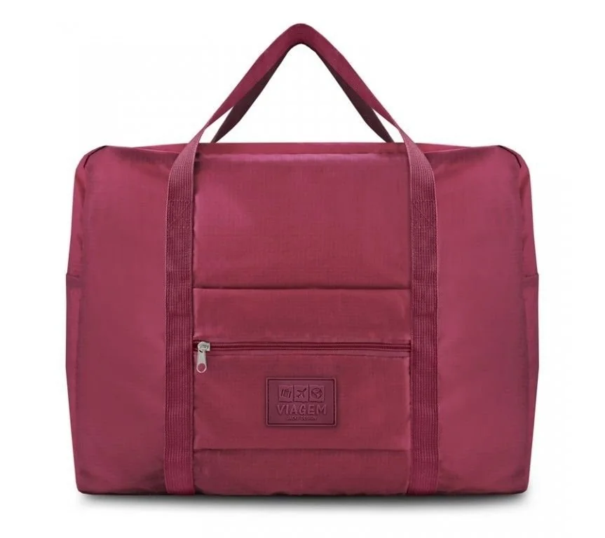 Bolsa de Viagem Dobrável Vinho Quadrada