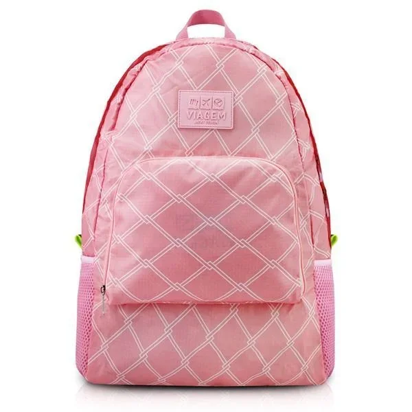 Mochila Dobrável Rosa Listras