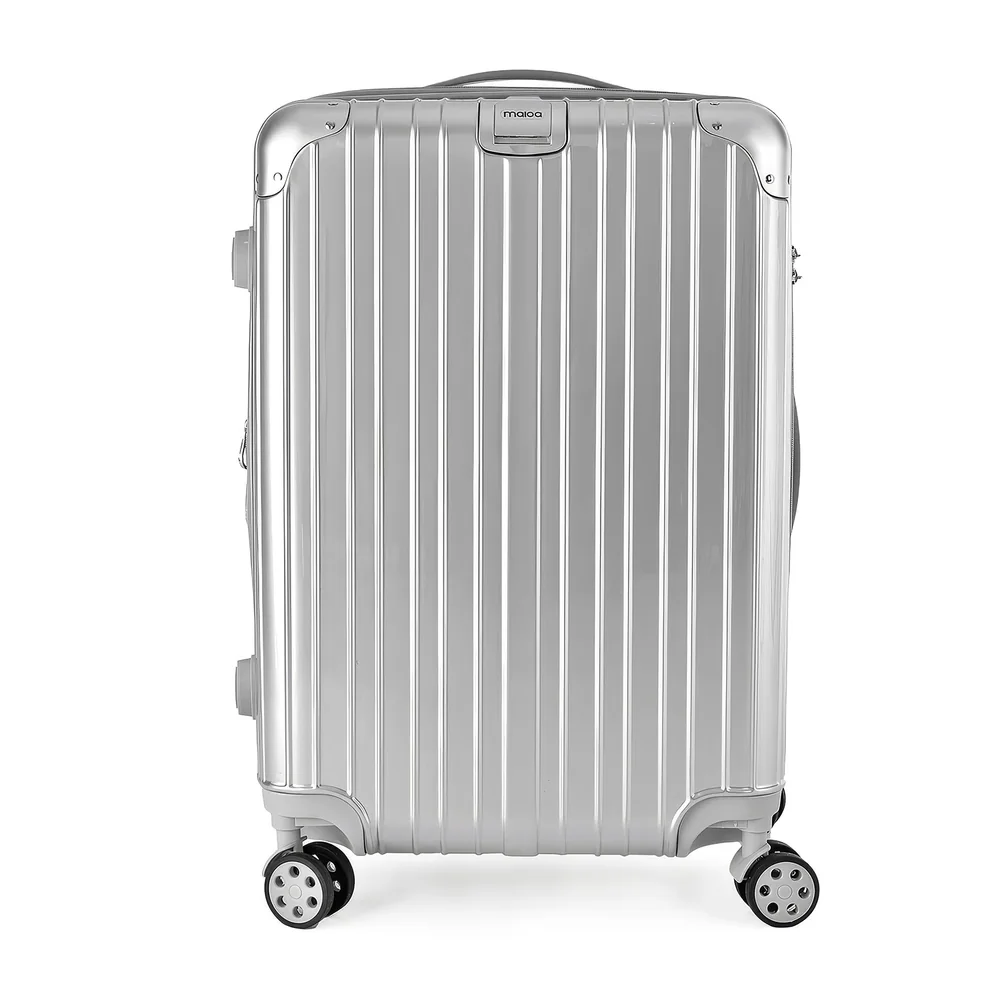 Mala De Viagem Grande 32kg Abs Policarbonato Com Expasor Brasil Maloa Prata