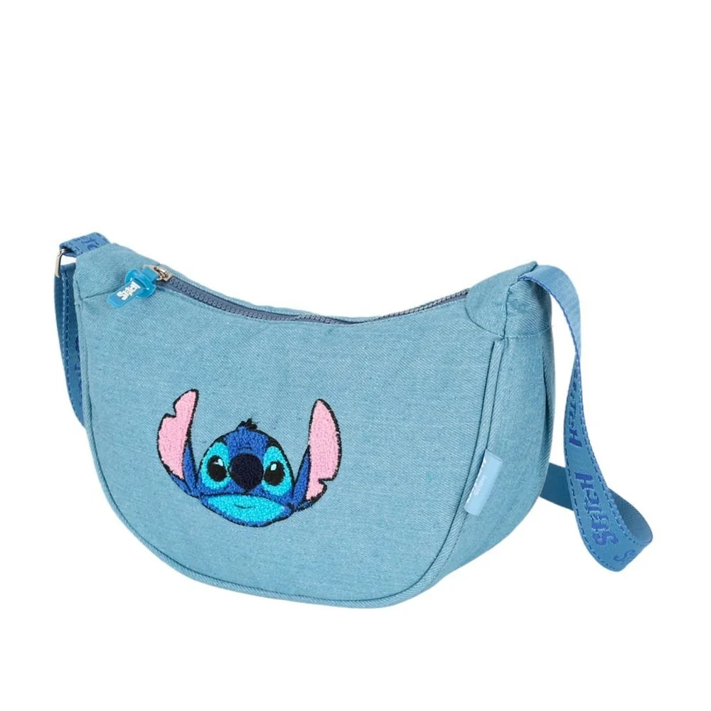 Bolsa Infantil Transversal Jeans Stitch Love Azul