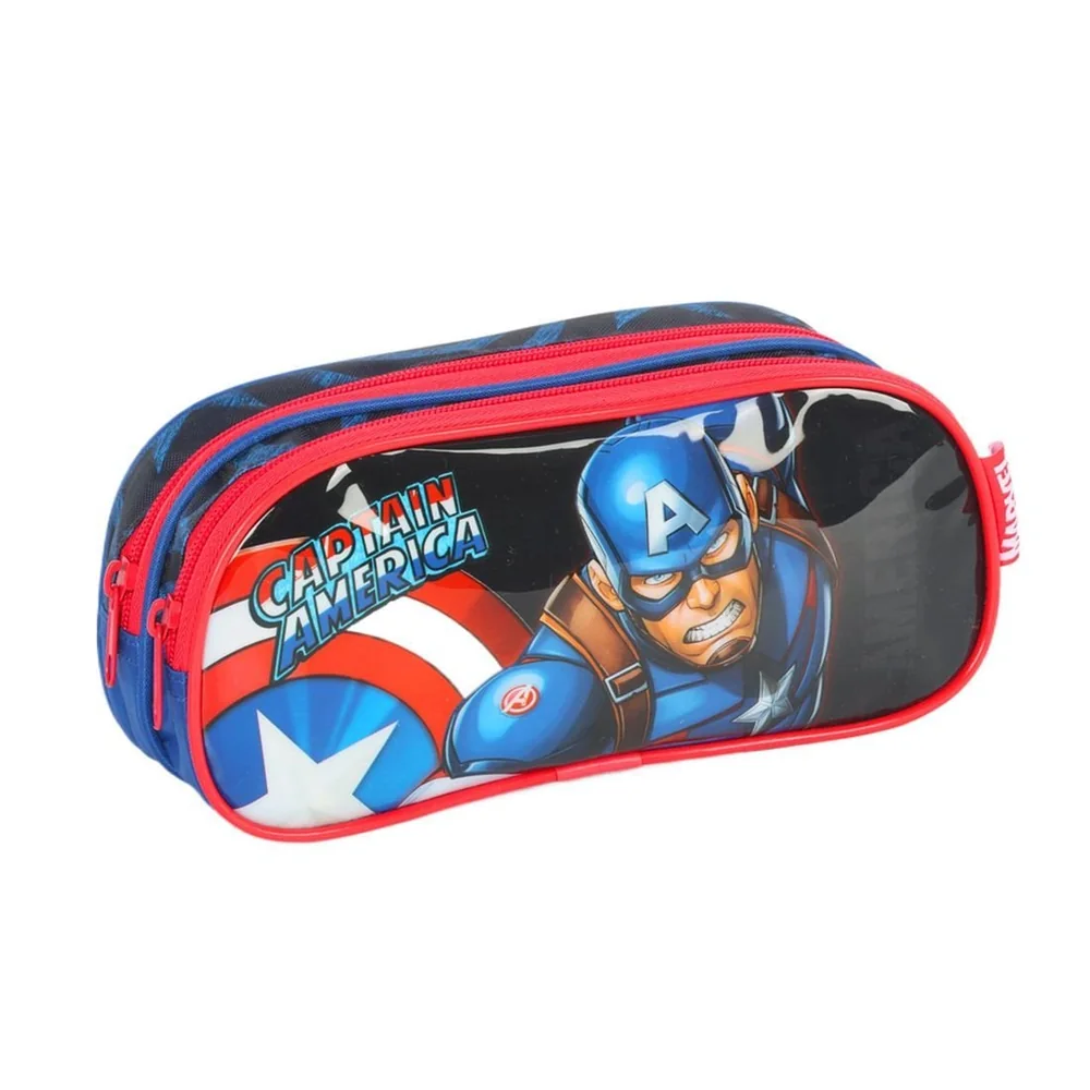 Estojo Escolar Infantil Capitão América Azul