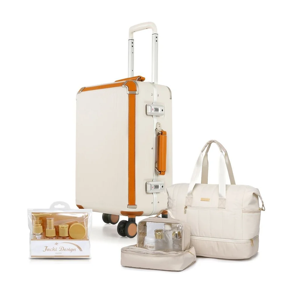 Kit De Mala De Viagem Pequena 10kg Vienna Bege, Bolsa Multifuncional Nomad E Kit Frasco 7 Peças Bege