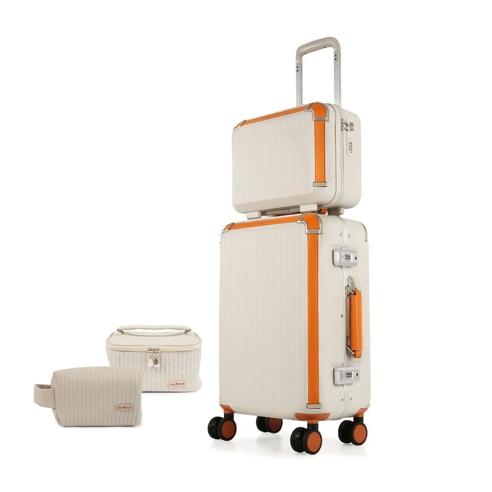 Kit De Mala De Viagem Pequena 10kg Vienna E Frasqueira Bege E Kit De Necessaires Toast Bag Bege
