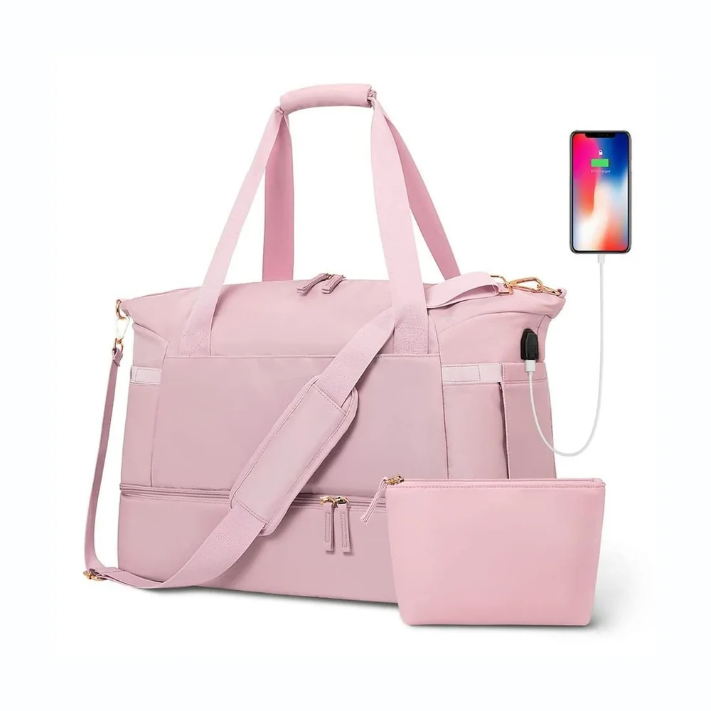 Bolsa De Viagem Multifuncional Com Usb Journey Rosa