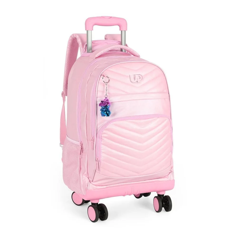 Mochilete Escolar Juvenil Com Rodinhas Up4you Rosa