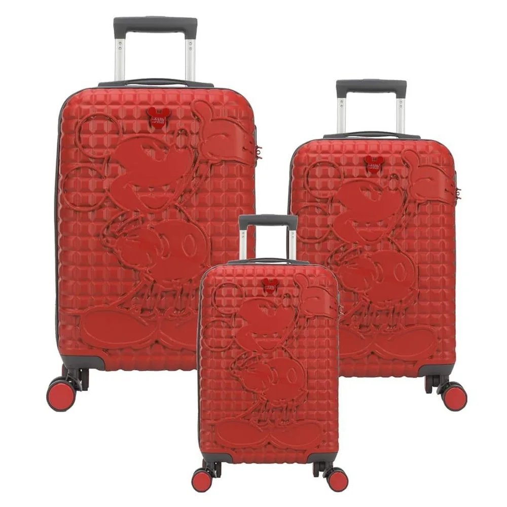 Kit De Mala De Viagem 3 Peças Mickey Mouse Vermelho