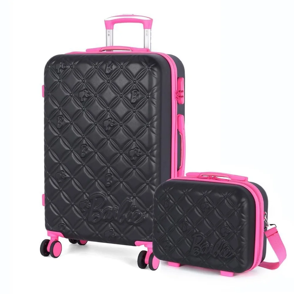 Conjunto Mala De Viagem Pequena De Bordo 10kg E Frasqueira Barbie Lux
