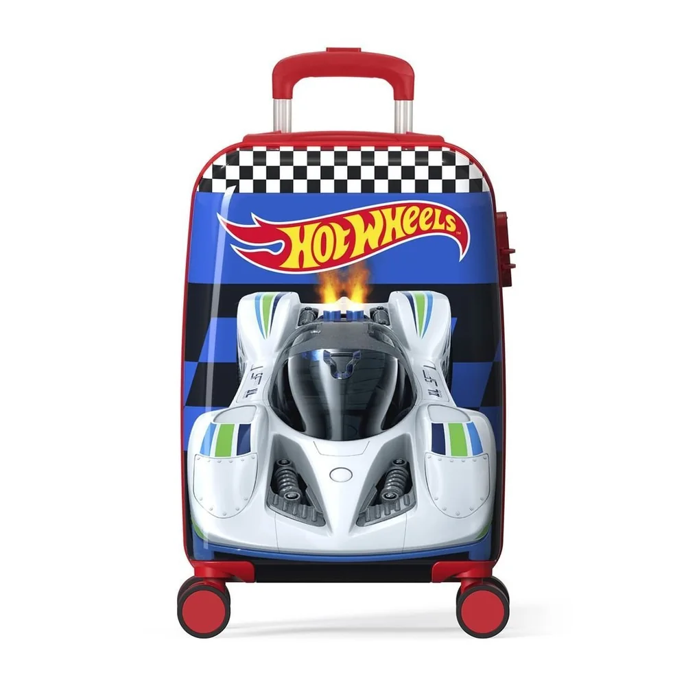 Mala De Viagem Pequena De Bordo Infantil Em Policarbonato Hot Wheels Azul
