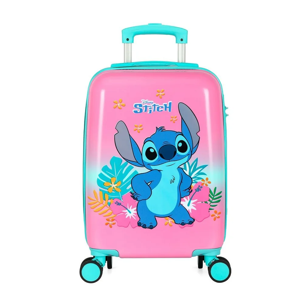 Mala De Viagem Pequena De Bordo 10kg Policarbonato Stitch E Angel Flowers