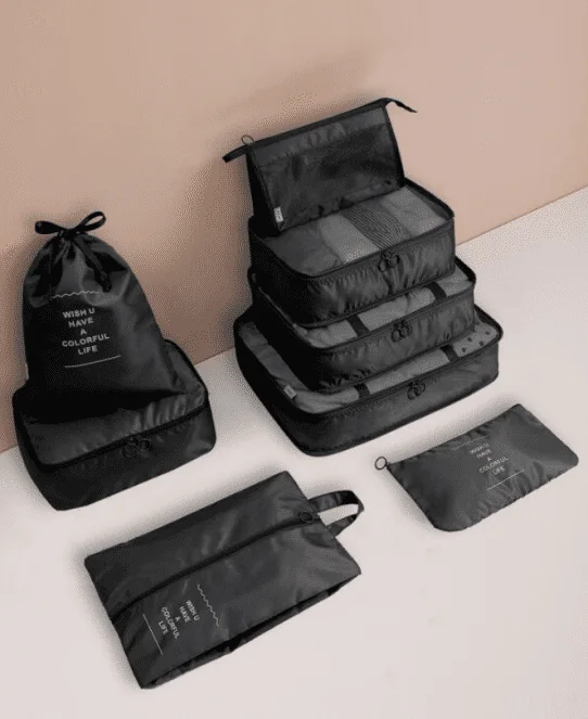 Kit Organizador De Mala 8 Peças Com Cinta