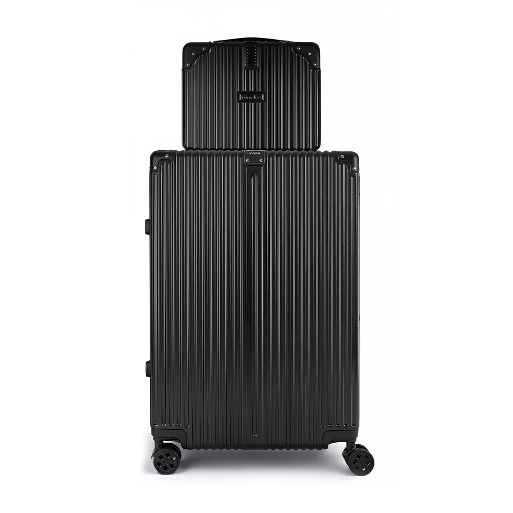 Conjunto Mala De Viagem Grande 32kg Policarbonato Abs Noruega Maloa Preto
