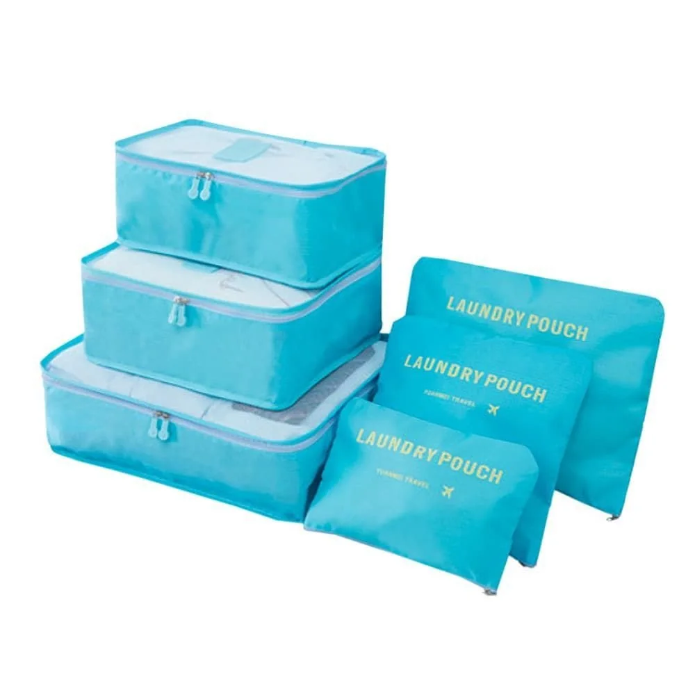 Kit Organizador De Mala 6 Peças Turquesa