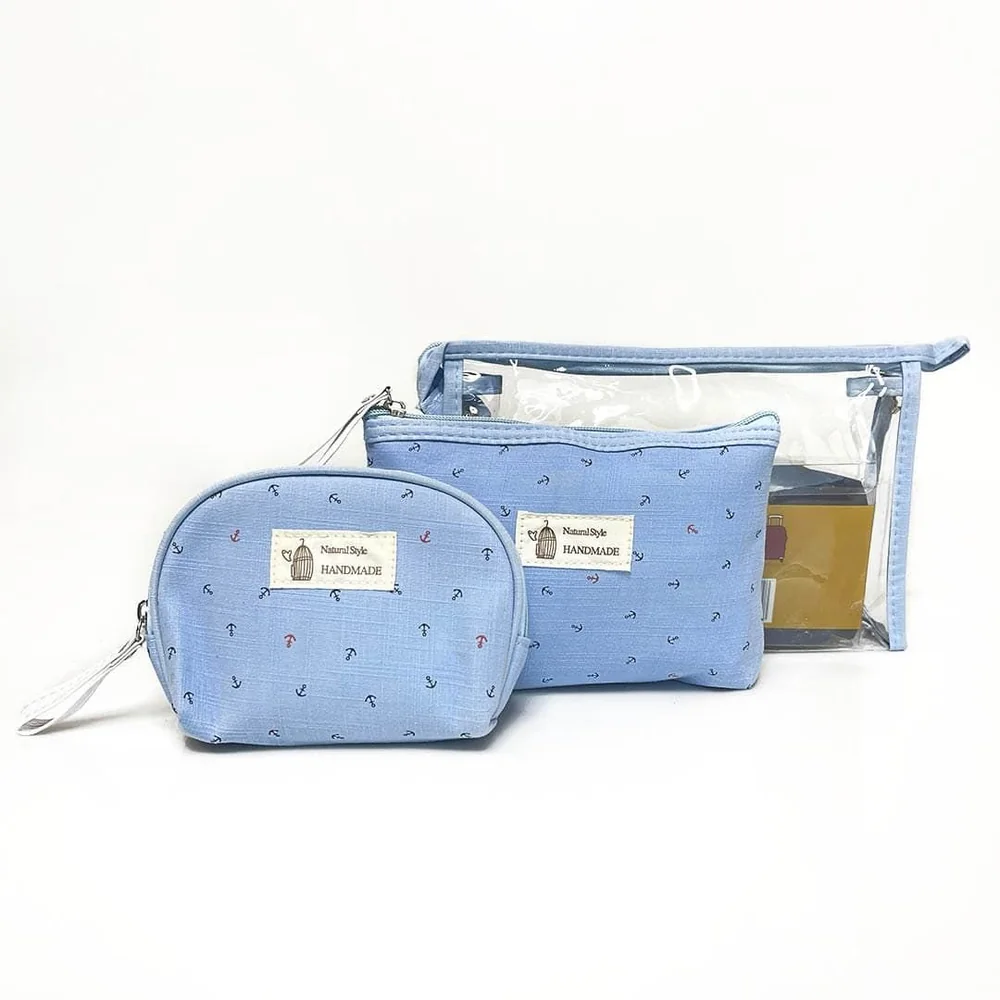 Kit Necessaire Handmade 3 Peças Azul