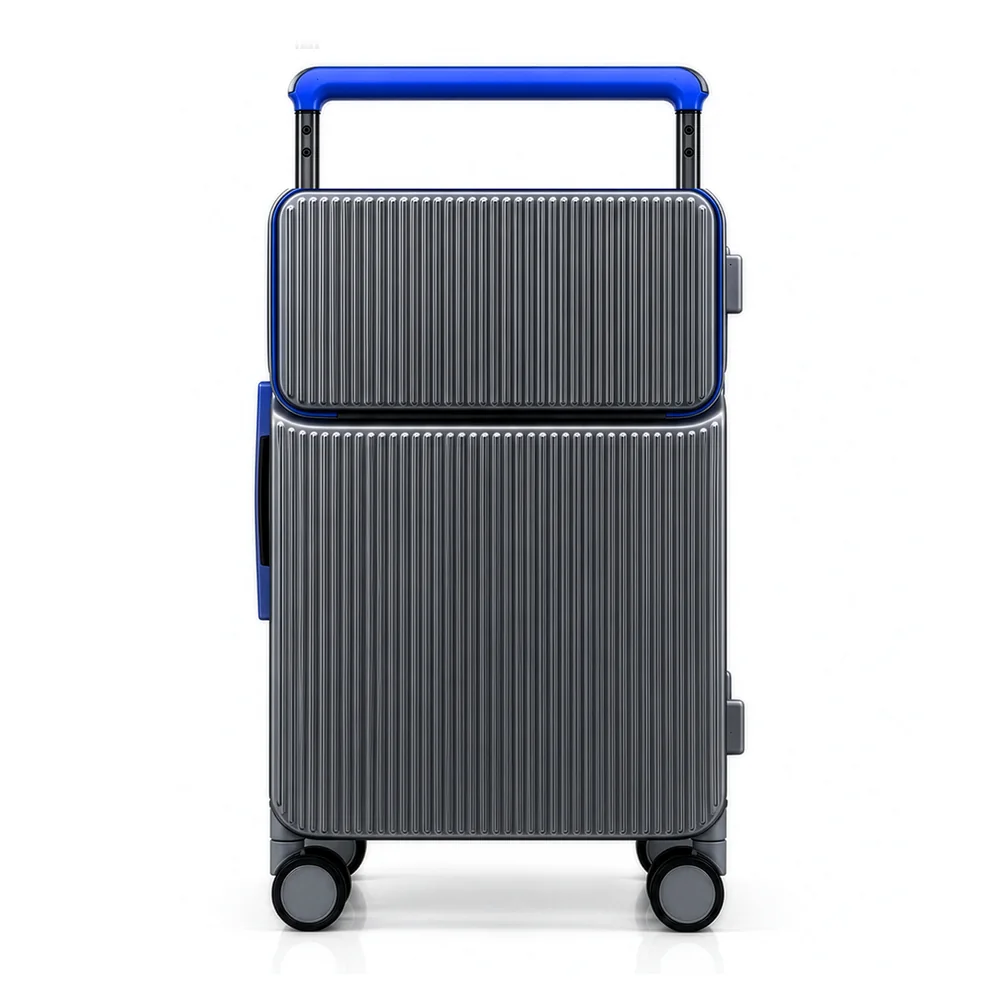 Mala de Viagem Pequena de Bordo 10kg em Policarbonato Qatar Maloa Cinza com Azul