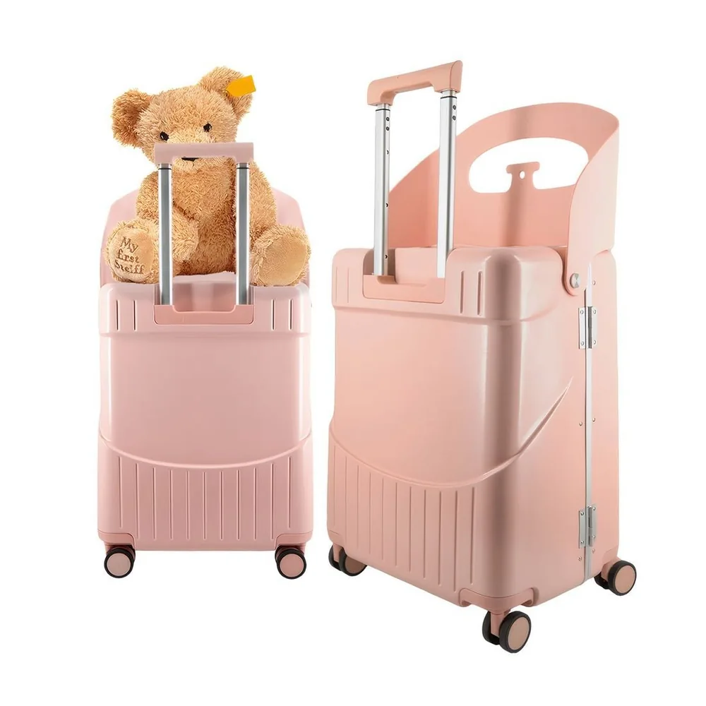 Kit De Malas De Viagem Média 23 Kg E Pequena De Bordo 10kg Com Assento Infantil Pc Grécia Maloa Rosa