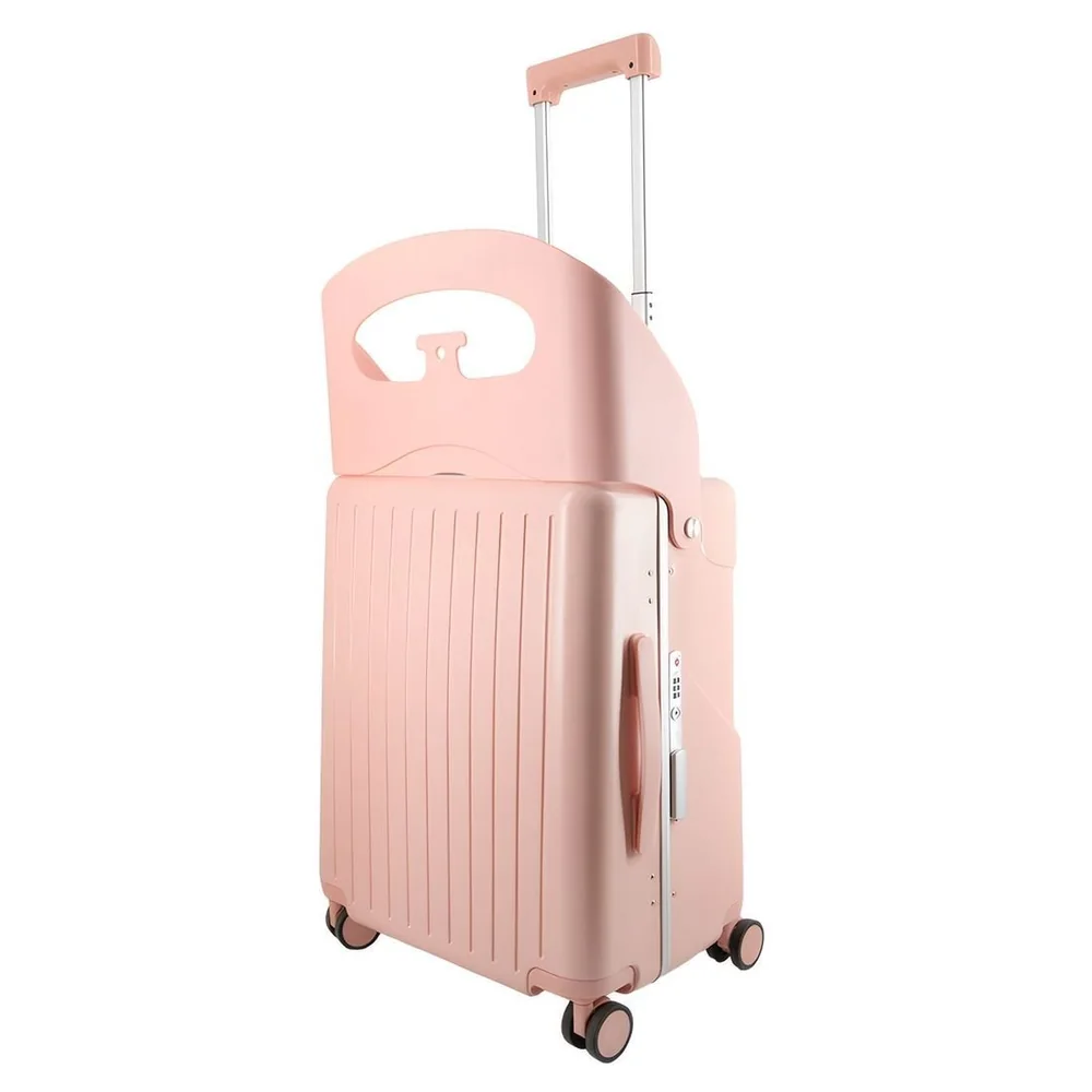 Mala De Viagem Média 23 Kg Com Assento Infantil Policarbonato Grécia Maloa Rosa